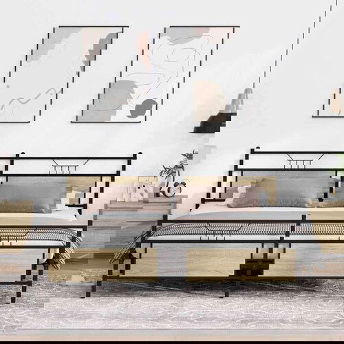 Metalni okvir kreveta bez madraca boja hrasta sonome 193x203 cm Slike
