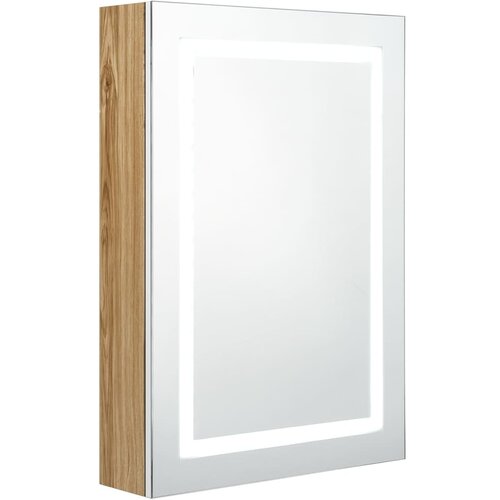 Maison Chic LED Kopalniška omarica - Kopalniški kabinet z ogledalom bela in hrast 50x13x70 cm, (21794468) Cene