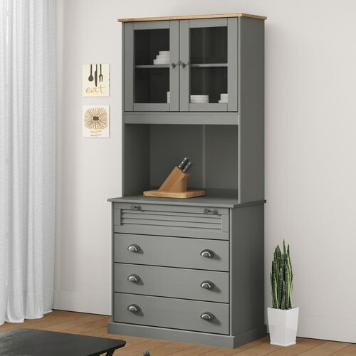 vidaXL Visoka komoda VIGO siva 80 x 40 x 176 cm od masivne borovine Cijene