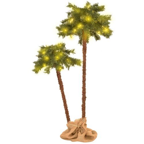 VidaXL Umjetna dvostruka palma s LED žaruljama 125 cm i 210 cm Slike