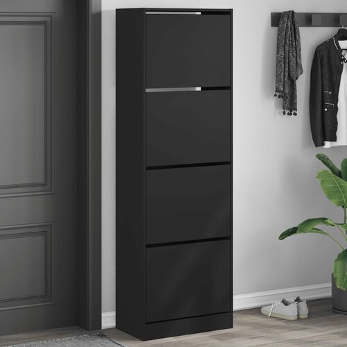 vidaXL Ormarić za cipele s 4 preklopne ladice crni 60 x 34 x 187 5 cm Cijene