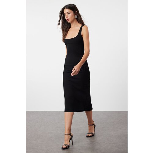 Trendyol Black Fitted Knitted Elegant Evening Dress Cene