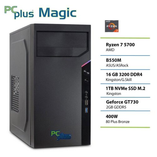 PCPLUS Magic Ryzen 7 5700 16GB 1TB SSD GT730 namizni računalnik Cene