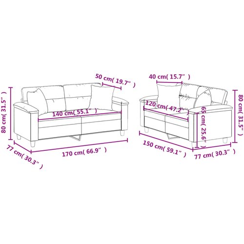  2-dijelni set sofa s jastucima krem od umjetne kože Slike