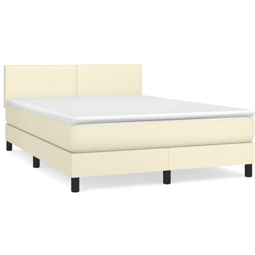 vidaXL Box spring postelja z vzmetnico krem 140x190 cm umetno usnje, (20898913) Cene