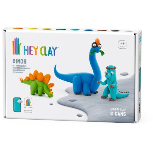 Hey Clay Glina Dinos - 6 cans - Stegosaurus, Pachycephalosaurus, Brachiosaurus - 26044 Cene