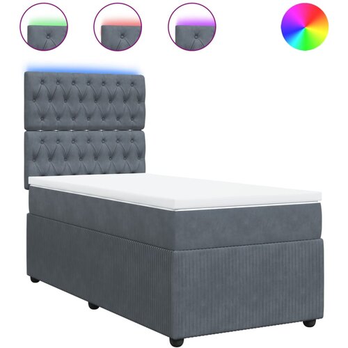 VidaXL Box spring postelja z vzmetnico temno siva 80x200 cm žamet, (21308185) Slike