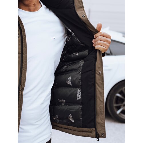 DStreet Men's winter jacket with hood light brown Cene