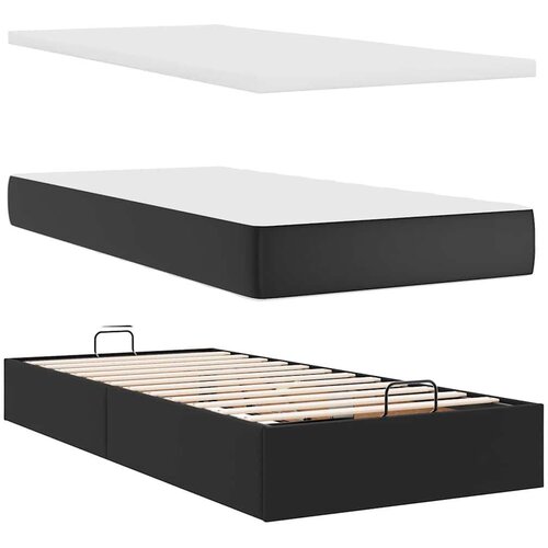 VidaXL Otomanski okvir kreveta s madracem crni 90x190 cm umjetna koža Slike