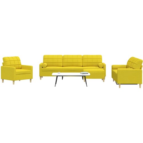  4-dijelni set sofa s tabureom i jastucima svjetlosivi tkanina Slike