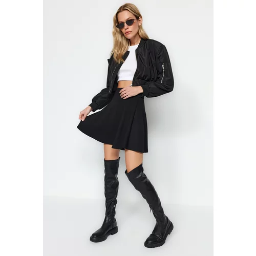 Trendyol Black Skater/Elastic Waist Mini Knitted Skirt