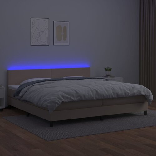  box spring madrac LED cappuccino 200x200cm umjetna koža Slike
