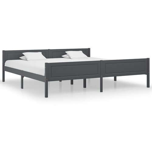 VidaXL Posteljni okvir iz trdne borovine siv 200x200 cm Slike