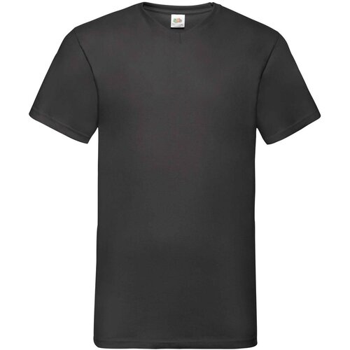 Fruit Of The Loom Czarna koszulka męska Valueweight V-Neck Slike
