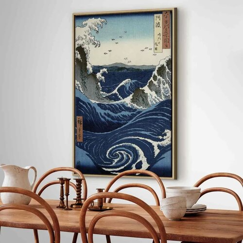  Slika - Utagawa Hiroshige &amp;ndash; View of the Naruto whirlpools at Awa 40x60 U prirodnom drvenom okviru Slike