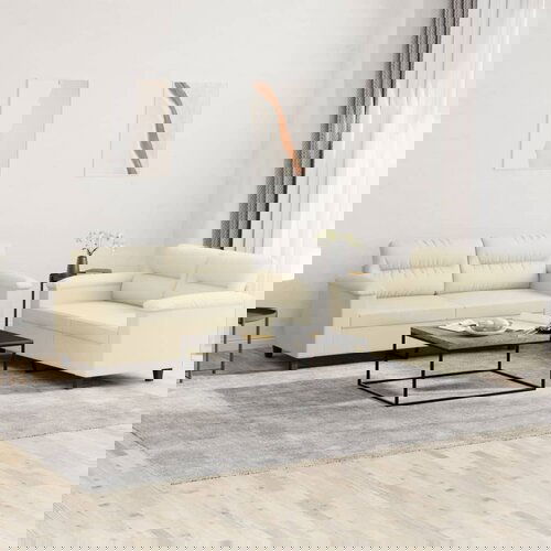 VidaXL 2-dijelni set sofa s jastucima krem od umjetne kože Slike