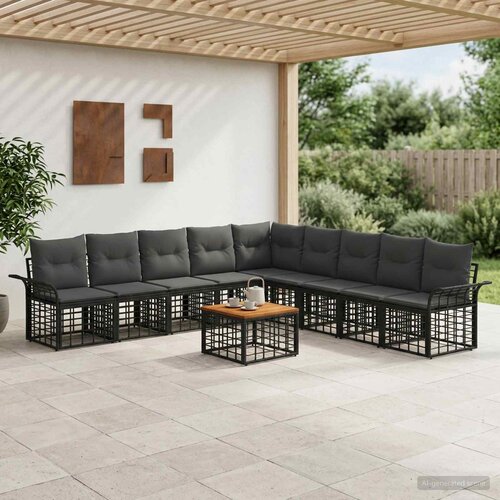  Set vanjskih sofa 10 kom. Crna i tamno siva Poliester Cijene