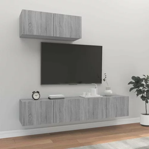  Komplet TV omaric 3-delni siva sonoma inženirski les, (20734785)