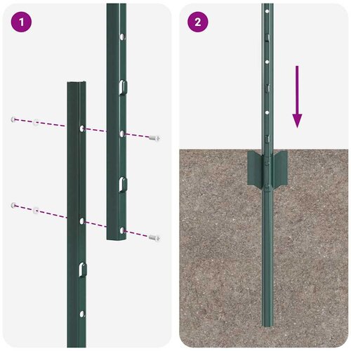  Ugrađeni stup za ogradu 11 pcs Zelena 140 cm Slike