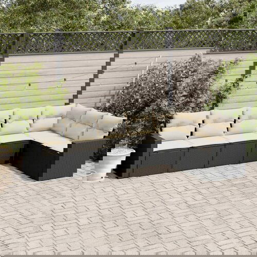 vidaXL 7-dijelni set vrtnih sofa od poliratana s jastucima crni Cijene