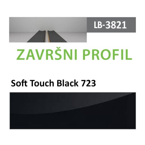 AGT profil Zidni MDF Završni LB-3821-B Soft Touch Black (723) 2800x116x18mm ( 026-136 ) Cene