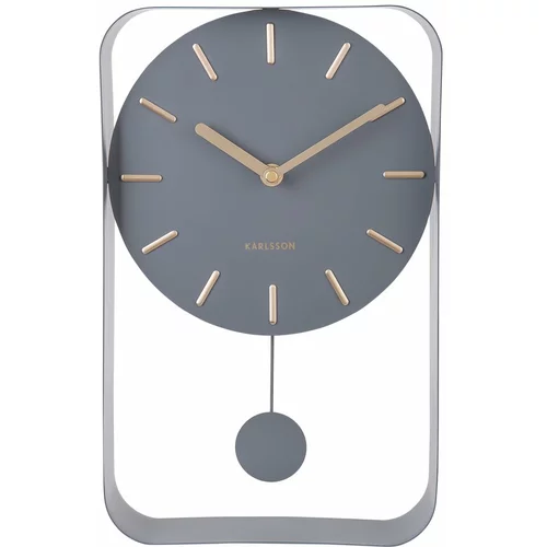 Karlsson siva stenska ura z nihalom Charm, višina 32,5 cm