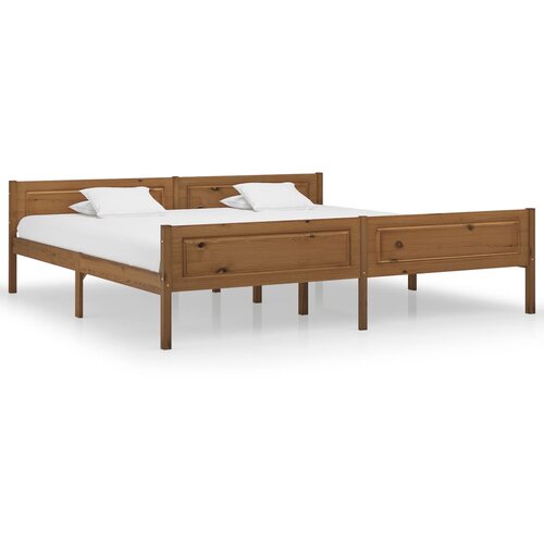 Furnova Posteljni okvir trdna borovina medeno rjav 200x200 cm, (21941707) Cene