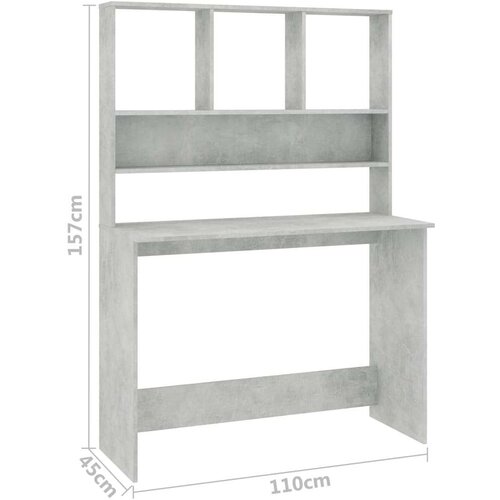 VidaXL Radni stol s policama siva boja betona 110x45x157 cm iverica Slike