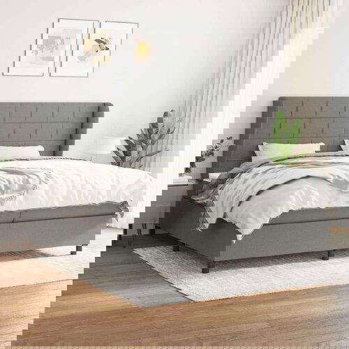 Box spring postelja z vzmetnico temno siva 200x200 cm blago, (20761123) Slike