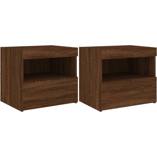 Maison Chic Dvo delni komplet Nočne omarice - Nočne mize z LED lučkami rjavi hrast 50x40x45 cm, (21688066) Slike