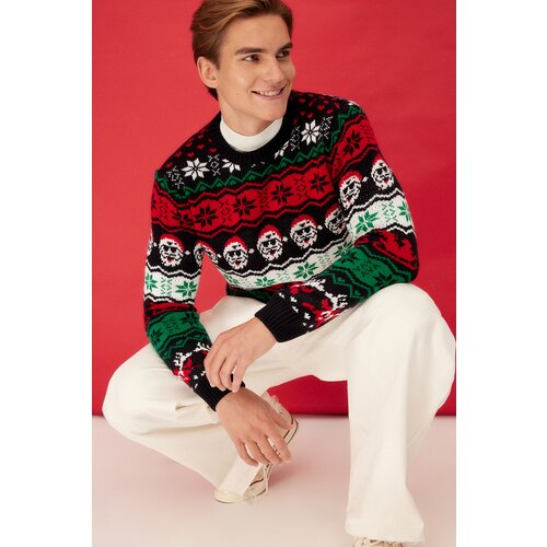 Trendyol Multicolored Men's Regular Fit Crewneck Christmas Knitwear Sweater. Slike