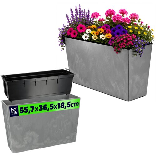 KADAX cvetlični lonec visok + vložek 19x56 cm siv beton, (5000352890) Cene