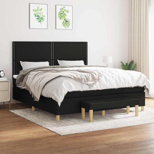 Krevet s oprugama i madracem crni 160x200 cm od tkanine Slike