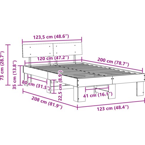  Krevetna konstrukcija s uzglavljem Vo&amp;scaron;tano smeđa 120 x 200 cm Slike