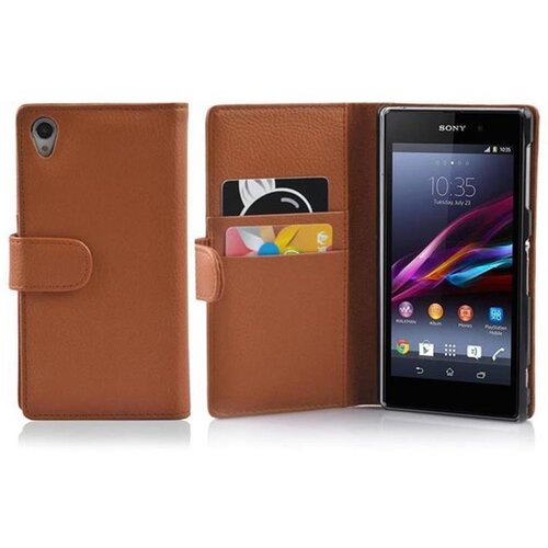 Cadorabo Ohišje, združljivo z Sony Xperia Z1 v sedlo rjave barve - Zaščitni ovitek iz teksturiranega umetnega usnja in žep za kartice, (20551853) Cene