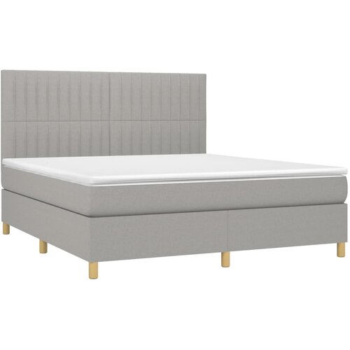  Krevet box spring s madracem svjetlosiva 160x200 cm tkanina Slike