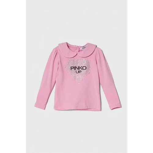 Pinko Up Majica z dolgimi rokavi za dojenčka roza barva