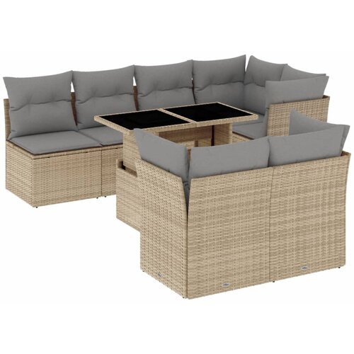 Maison Chic Seti vrtnega pohištva - Vrtna garnitura - Vrtni pohištvo set 8-delna z blazinami bež poli ratan, (21800187) Cene