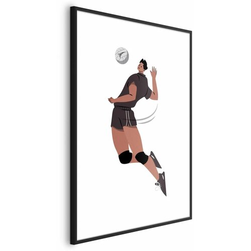  Plakat - Volleyball Player on a Light Background - Illustration 60x90 Crni okvir Cene