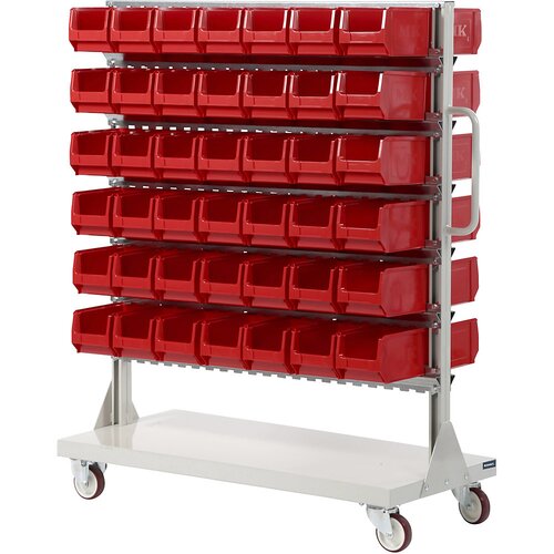 eurokraft pro Pomični regal z odprtimi skladiščnimi posodami, dvostransko, VxŠxG 1450 x 1170 x 540 mm, 98 posod Cene