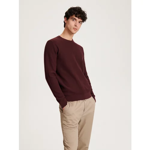Reserved bombažni pulover - burgundy
