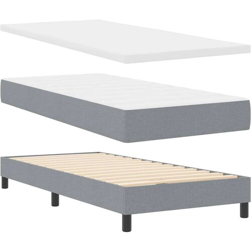  Krevet s kutijom za opruge s madracem &amp;amp;amp LED svijetlo siva 100x200 cm Tkanina Slike
