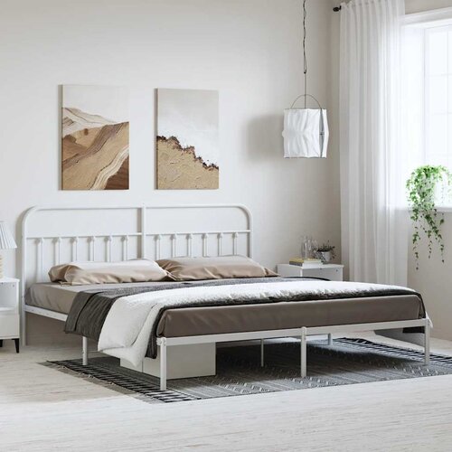  Metalni okvir za krevet s uzglavljem bijeli 183x213 cm Cijene
