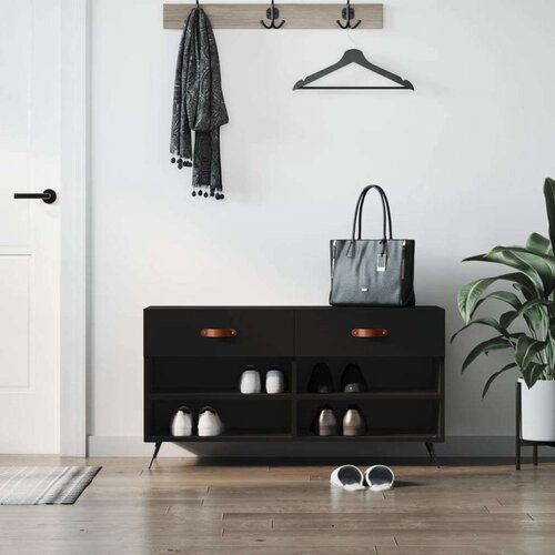  Klupa za cipele crna 102 x 35 x 55 cm od konstruiranog drva Slike