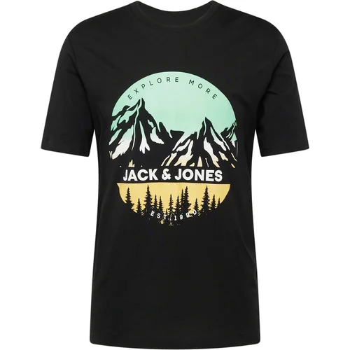 Jack & Jones Majica 'JJPEAK' pastelno rumena / meta / črna / bela