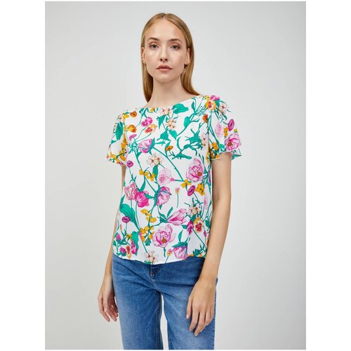 Orsay Green-white floral blouse with tie on the back - Women Slike