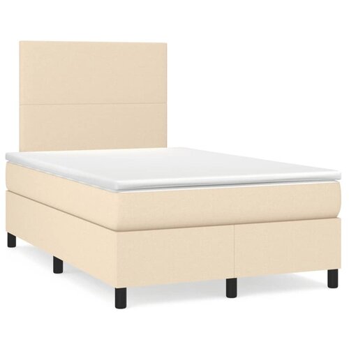 vidaXL Box spring postelja z vzmetnico LED krem 120x190 cm blago Cene