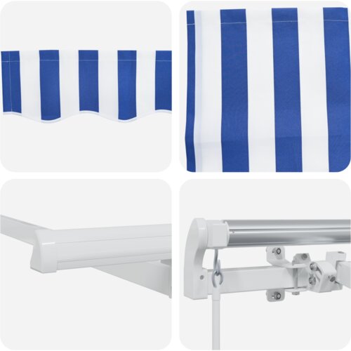 VidaXL Skrovita tenda with Plava i bijela 5 x 3 m Platno i metal Slike