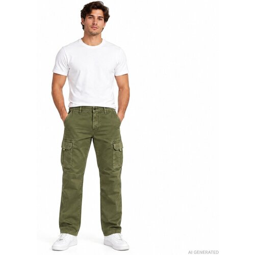 Bomboogie Hlače Panta Cargo Man Tessuto Cotone Zelena Slike