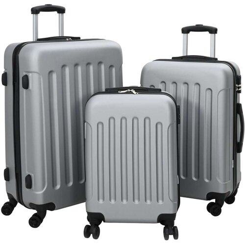 VidaXL Set kovčkov 3 kosi Trdi kovček Srebrna 20&amp;#039;&amp;#039; 24&amp;#039;&amp;#039; 28&amp;#039;&amp;#039; ABS Slike